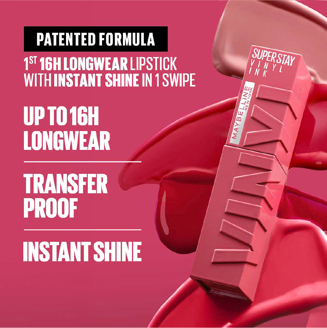 Maybelline New York Super Stay Vinyl Ink Long lasting 16 Hour Wear, No Budge, Instant Shine Lipstick thumbnail 4
