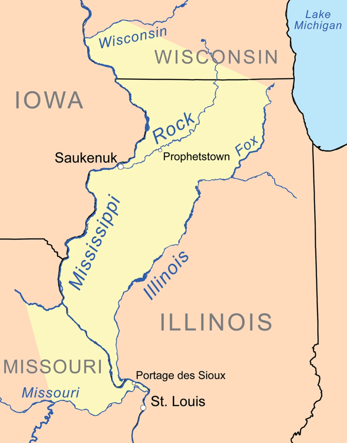 map of the St. Louis Treaty