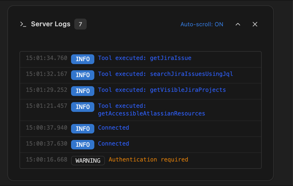 Logs du serveur MCP