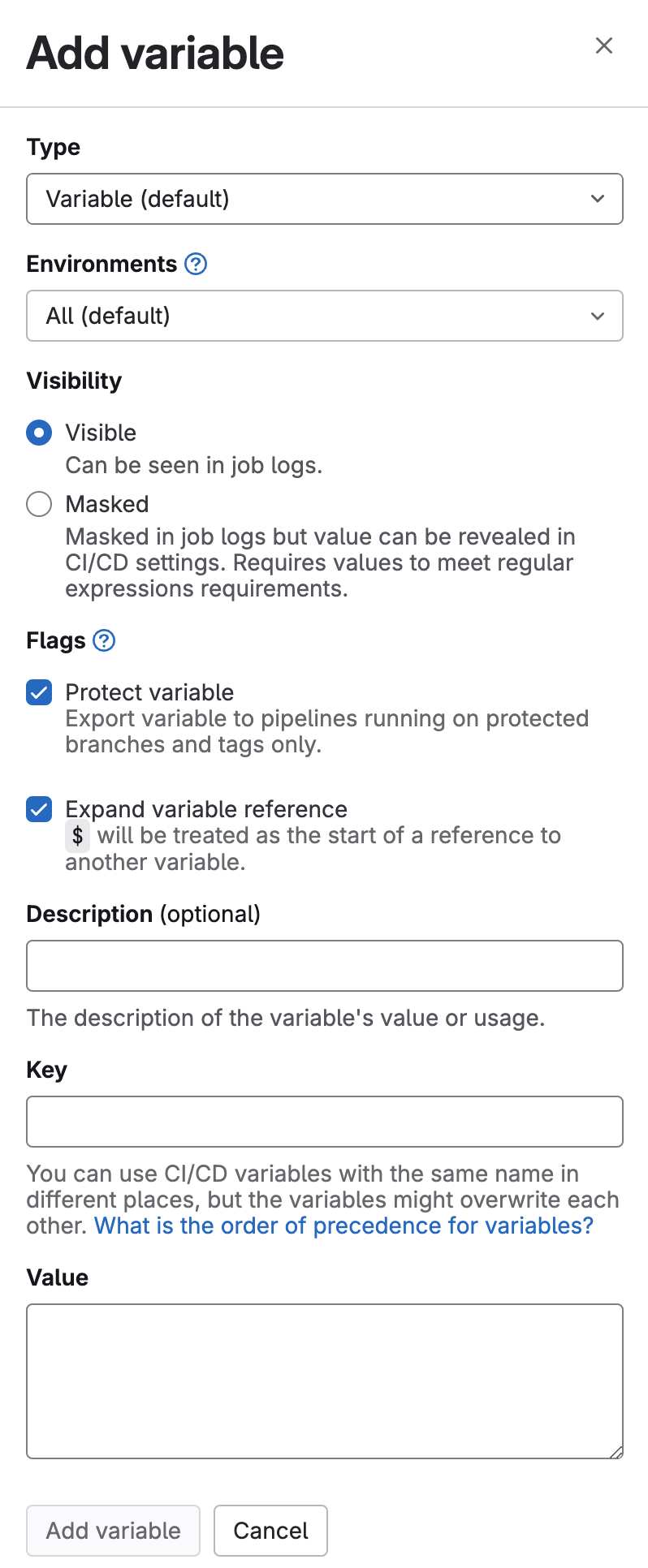 Ajouter une variable secrète dans GitLab