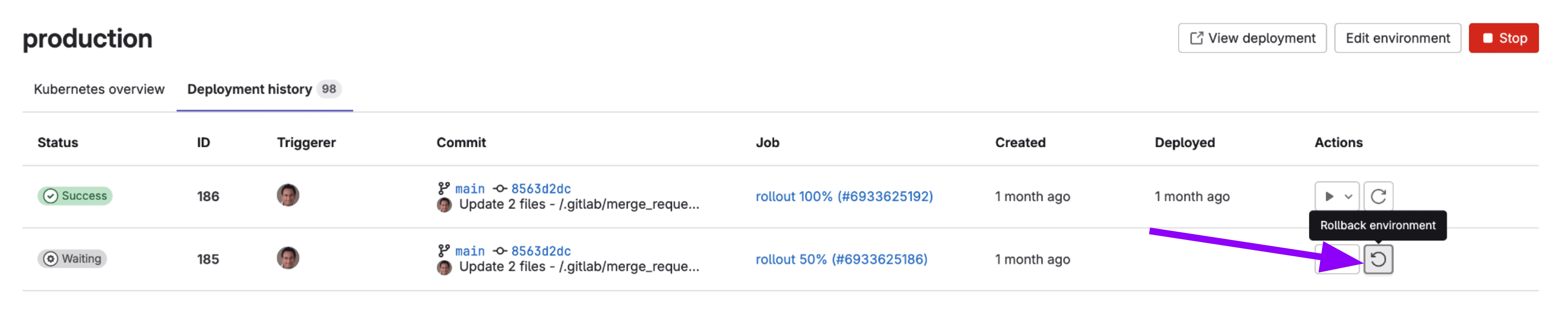 Déploiement manuel sur GitLab.