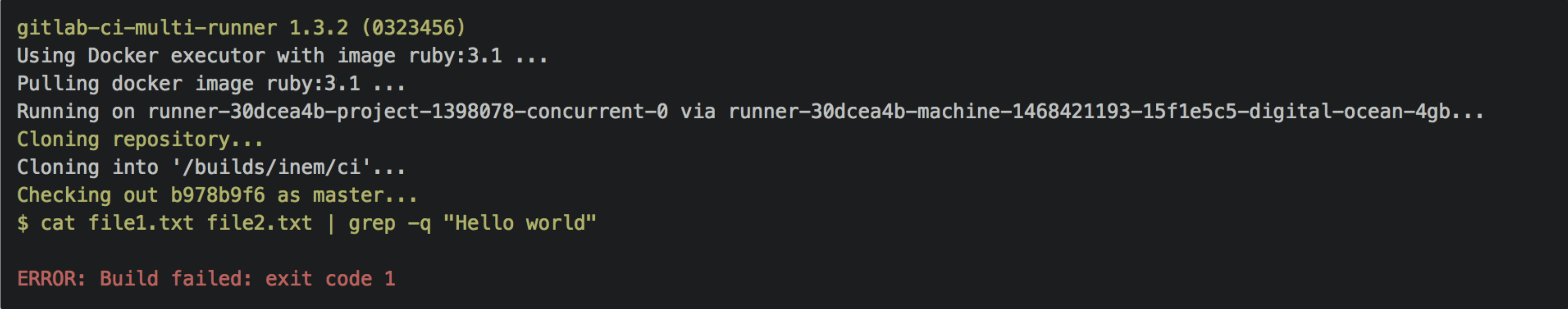 Échec de compilation dans le pipeline CI GitLab