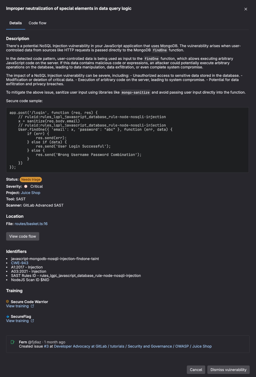 NoSQL-Injection-Sicherheitslücke im MR