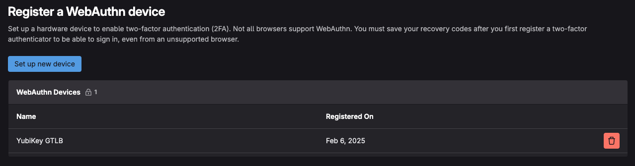 yubikey registered