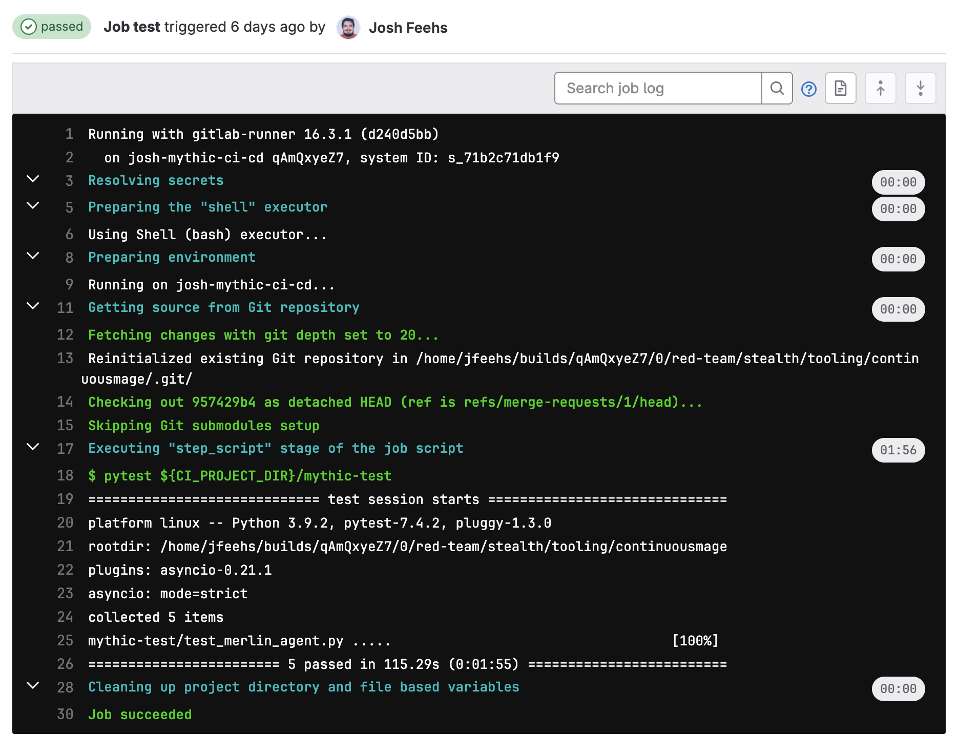 Pipeline task output