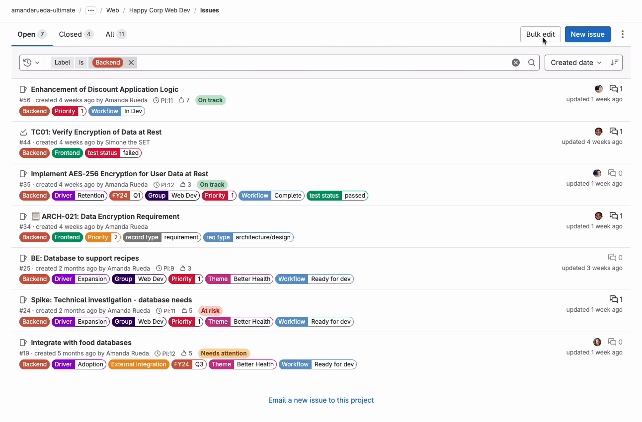 GitLab を使ったタスク管理とプロジェクト追跡を示すスクリーンショット