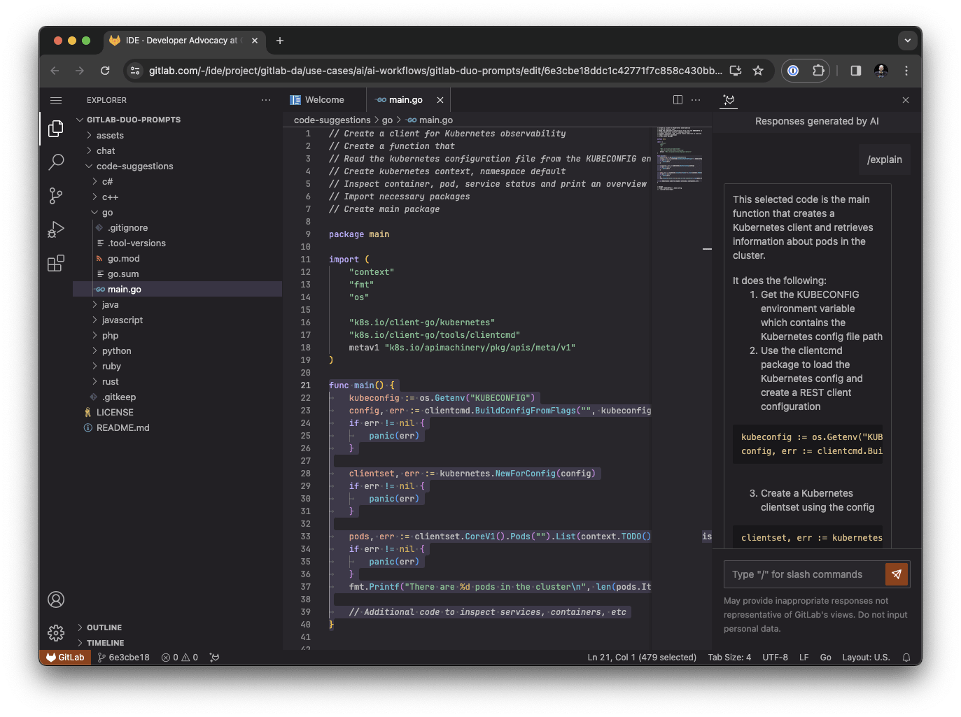 Chat in Web IDE