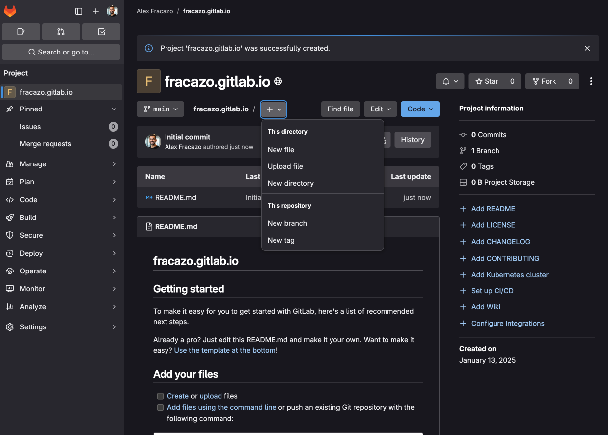 Tutoriel GitLab Pages - ajout de nouveaux fichiers à la page personnelle