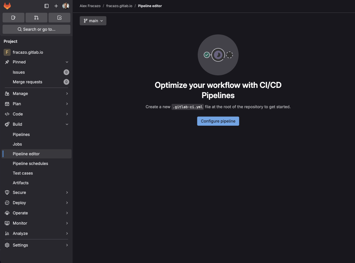 Tutoriel GitLab Pages - écran Optimiser votre workflow avec les pipelines CI/CD