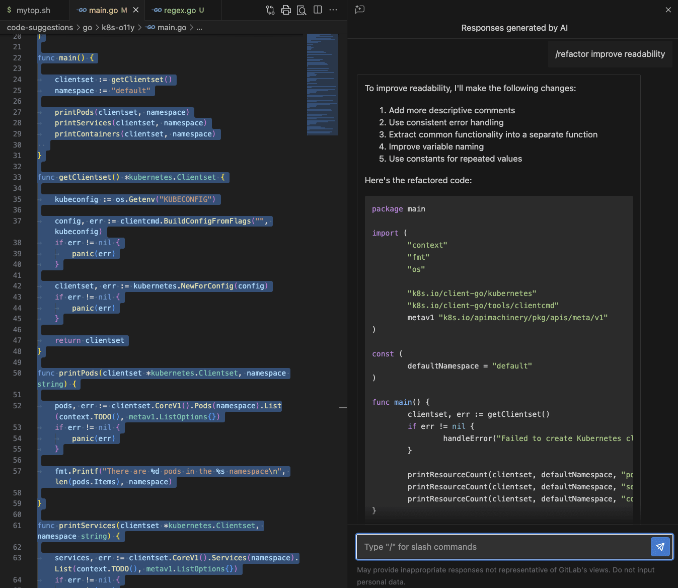 Screenshot of Chat in VS Code
