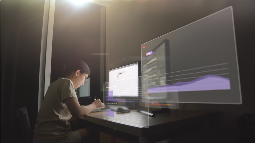 woman working on desk