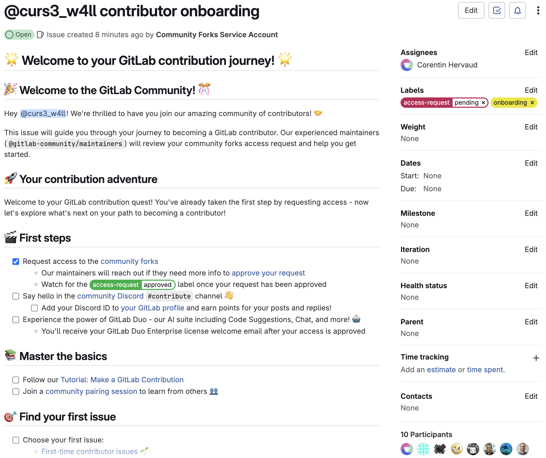 GitLab onboarding issue