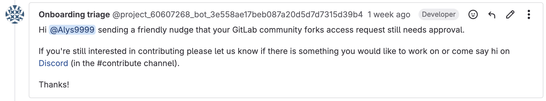 Automated nudge for idle GitLab onboarding issues