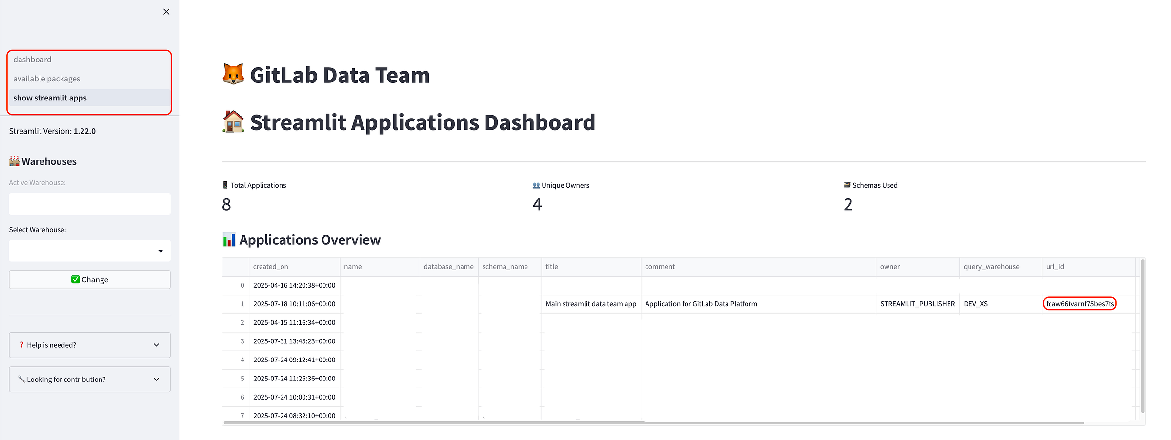 Multipage application example (in Snowflake)