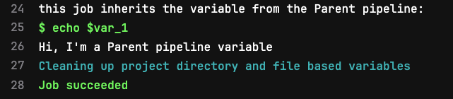 Verifying the variable inheritance in the job execution log