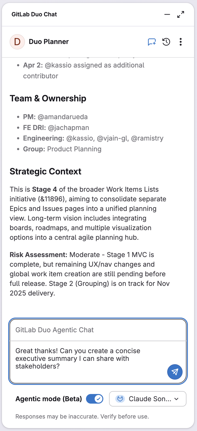 Ask for executive summary