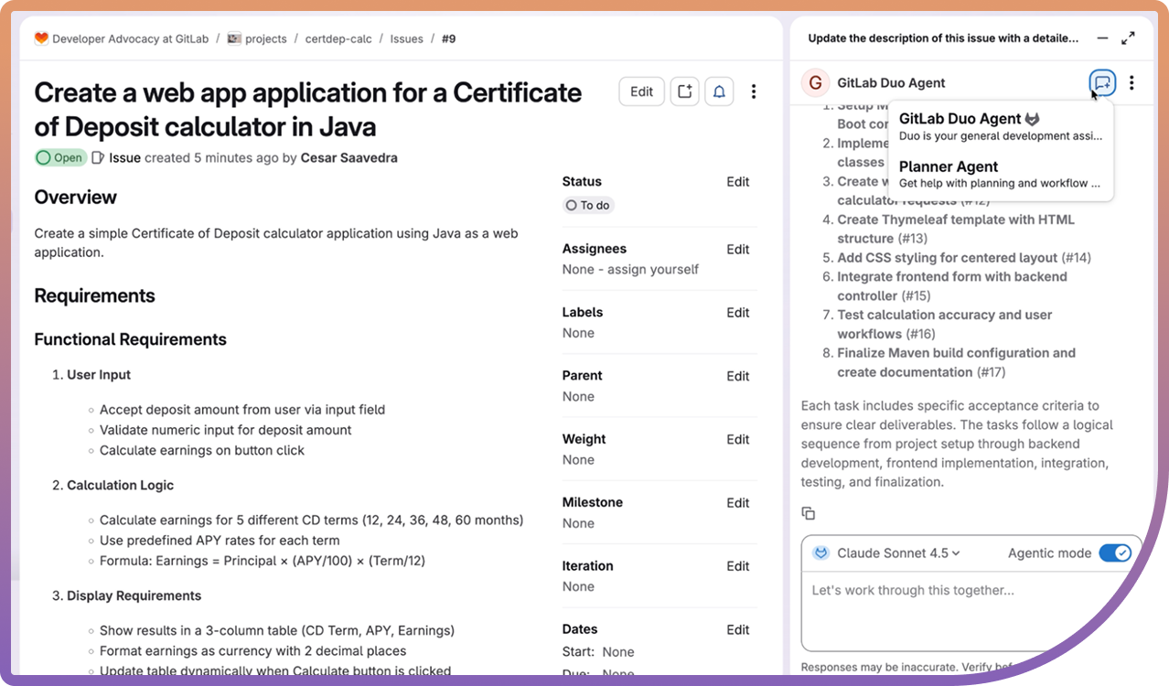 image showing multiple Gitlab Duo agents