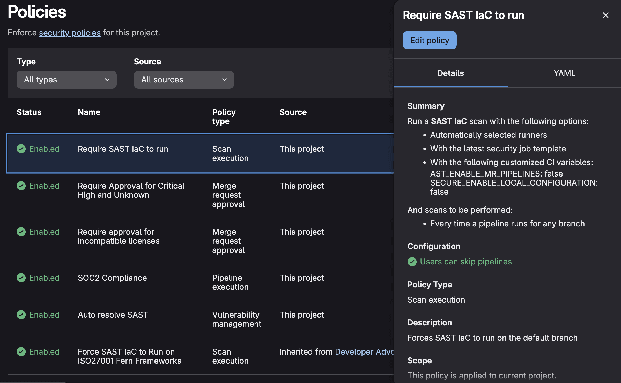 Security Policy Dashboard