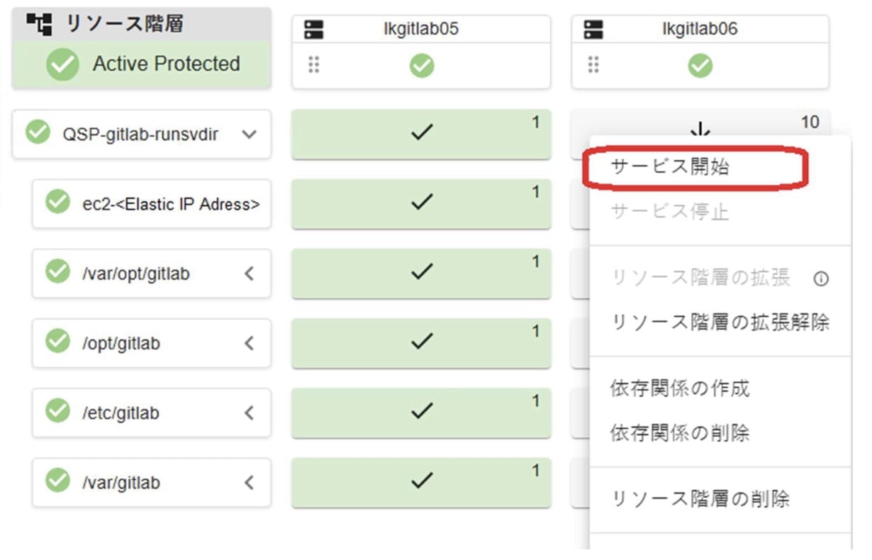 直感的な操作を実現するWebGUI - クラスターの切り替え前