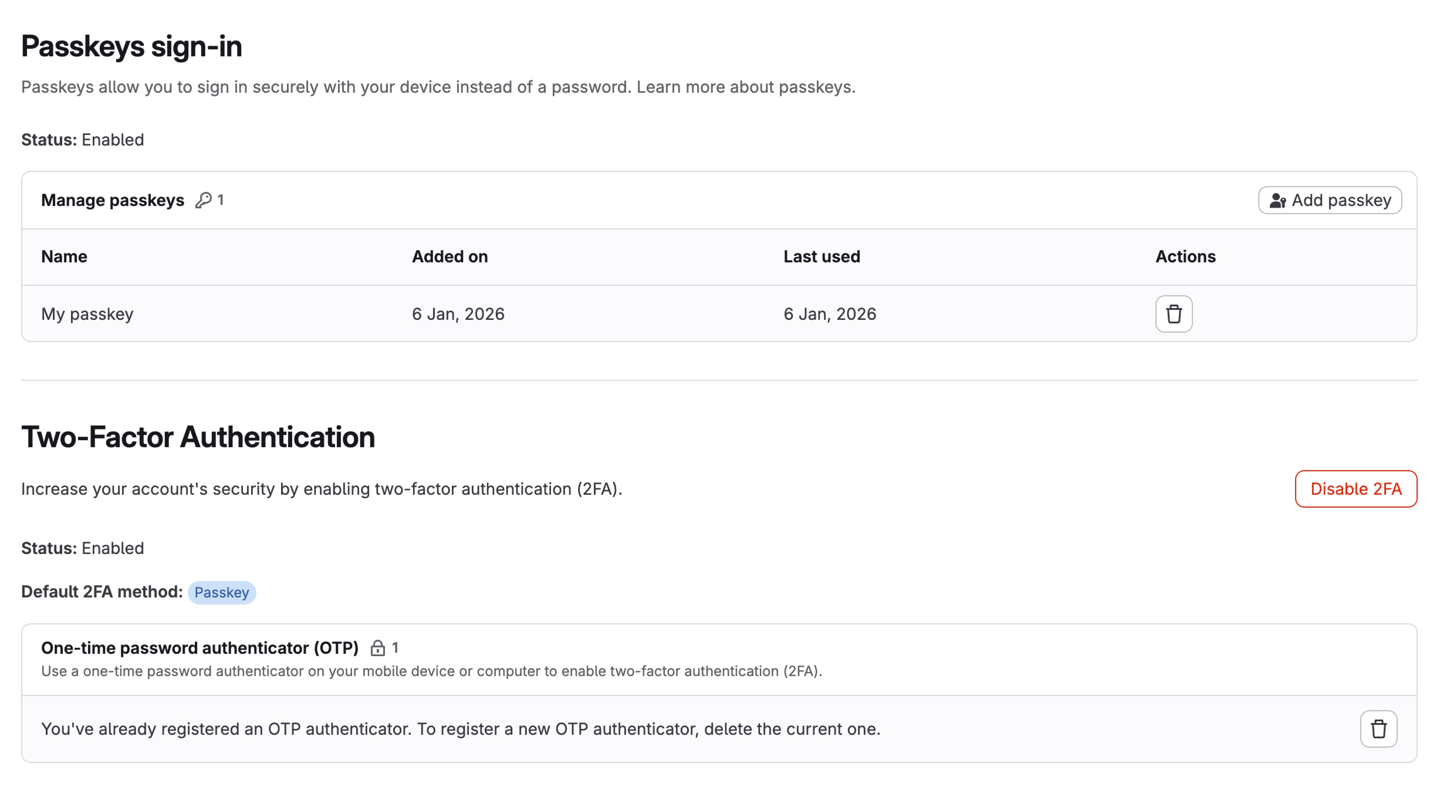 Passkeys sign-in with two-factor authentication