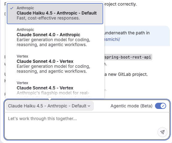 Model selection in UI