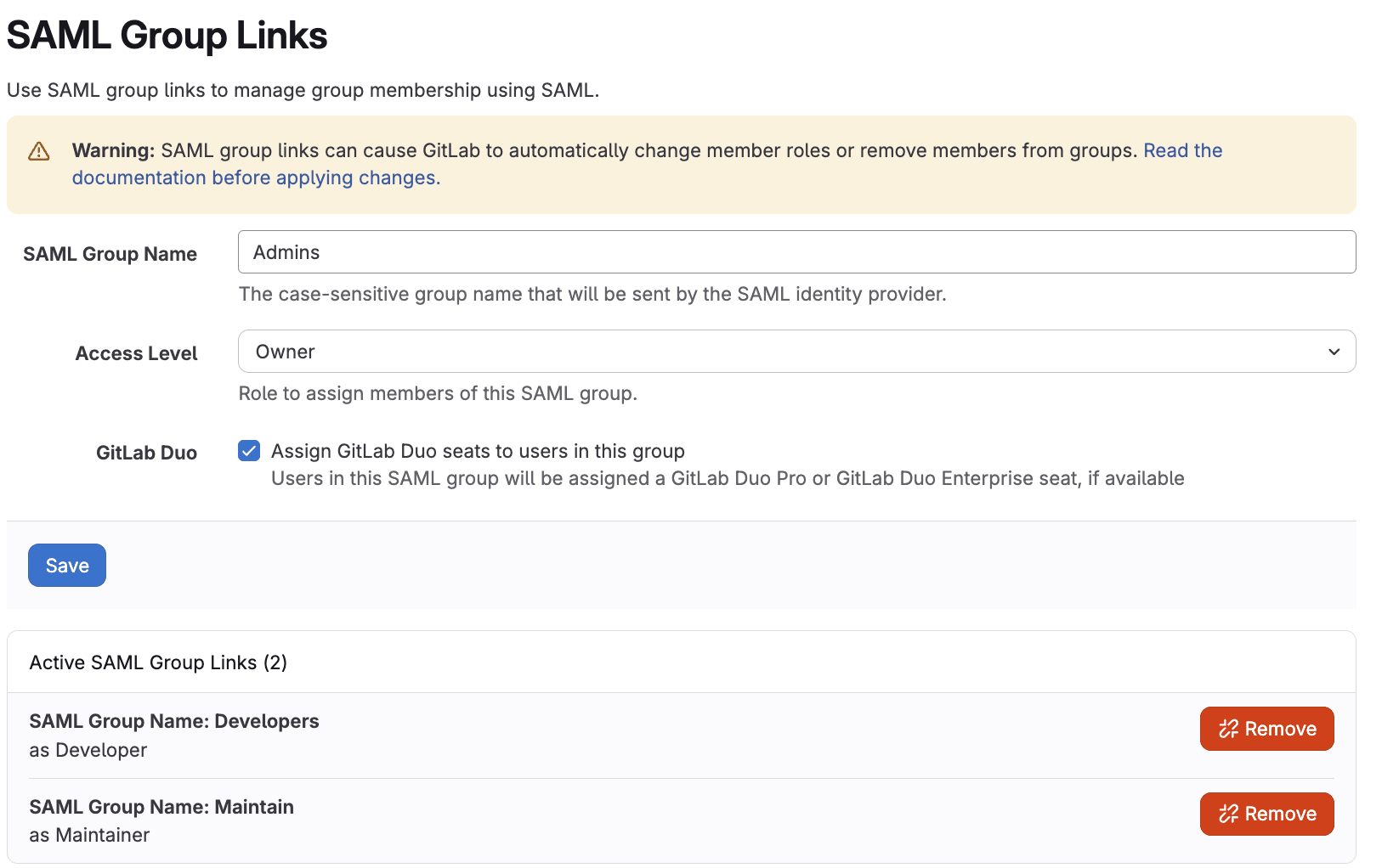 GitLab SAML Group Links setup