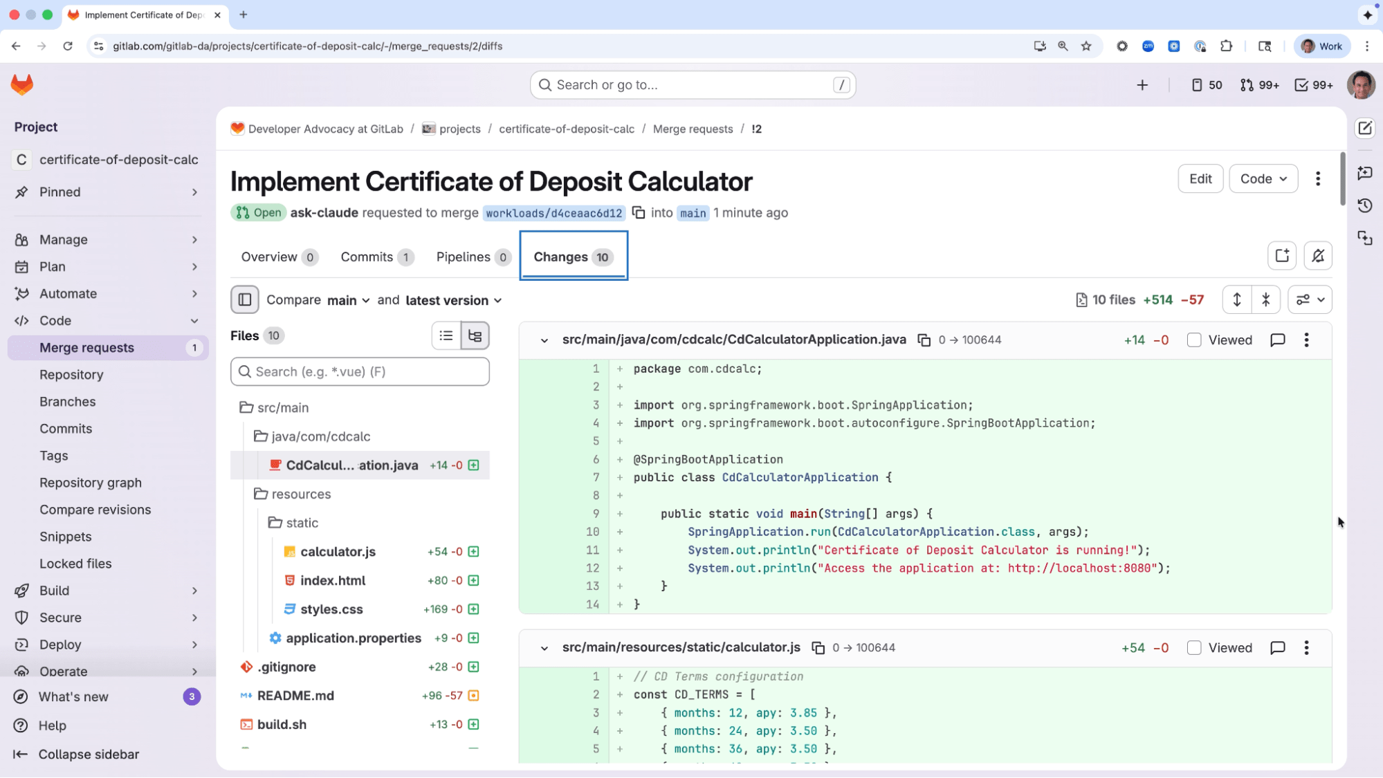 Newly created application by external agent