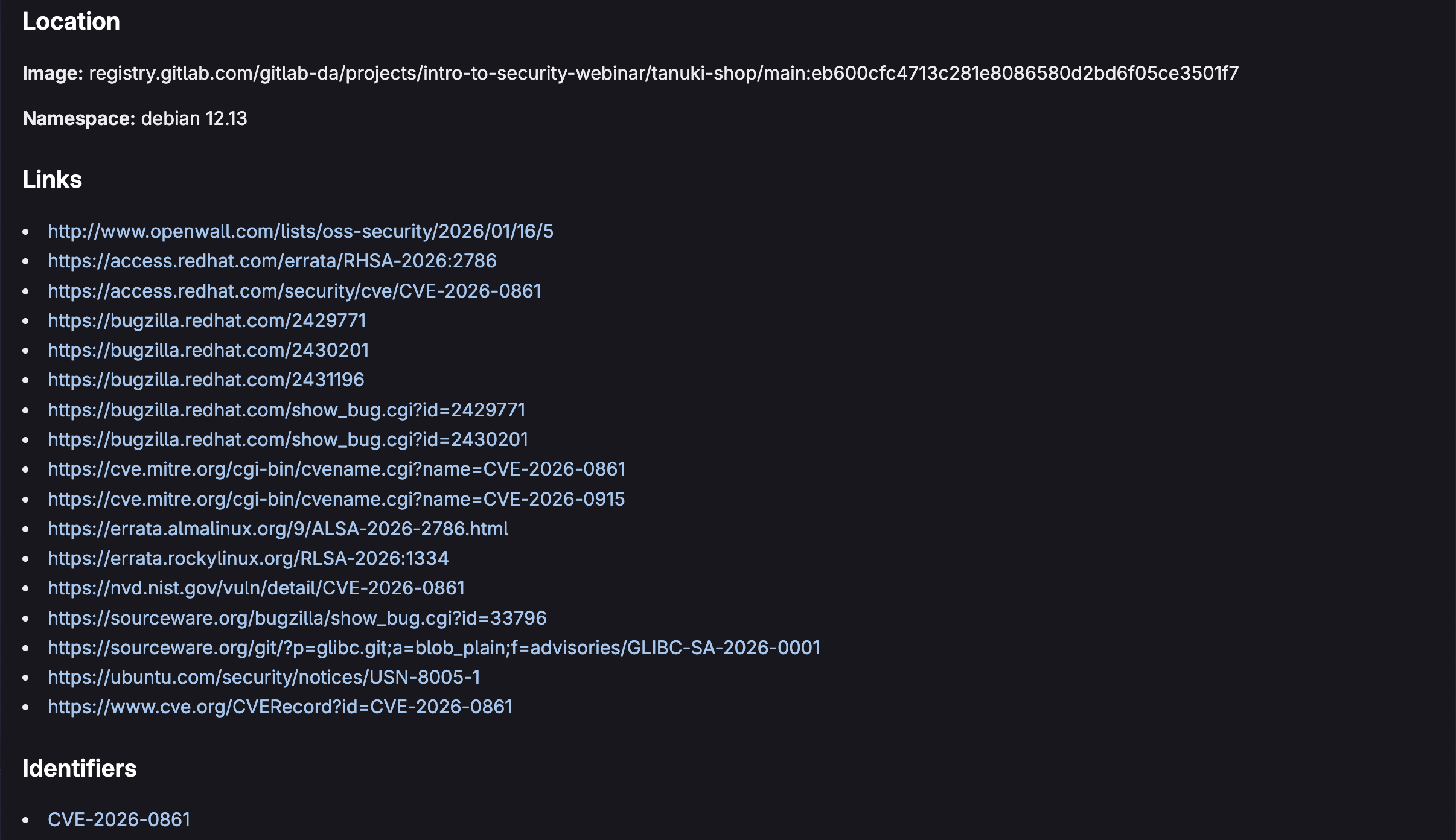 Vulnerability page - 2nd view
