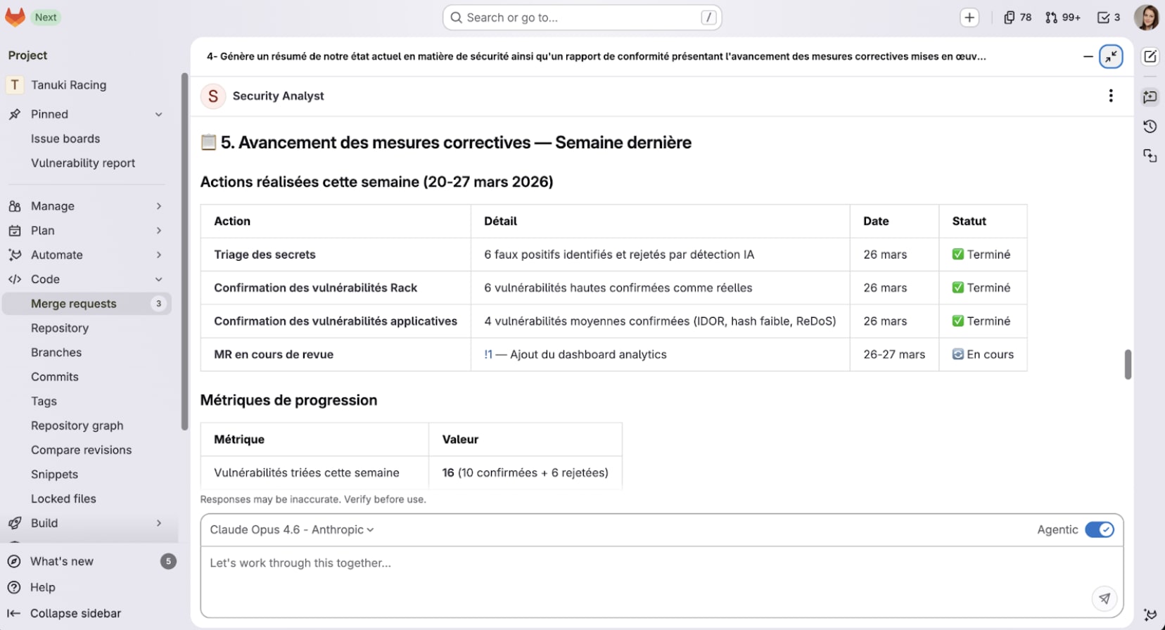 Rapport de l'agent Security Analyst