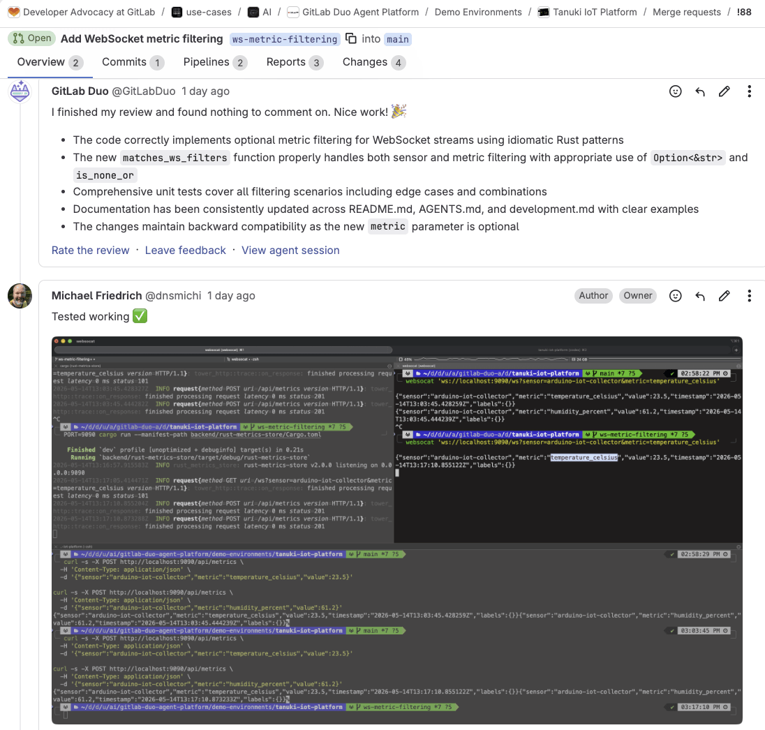 Codex creates a merge request using the GitLab MCP server tool create_merge_request.