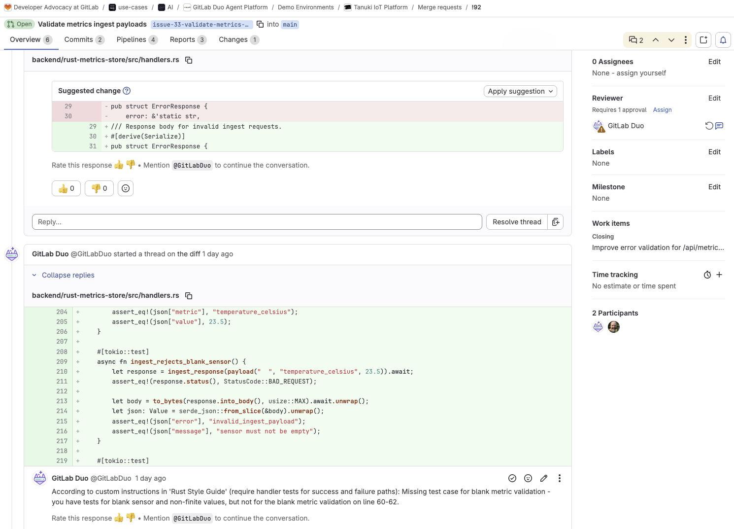 Codex Agent by GitLab enabled in the project.