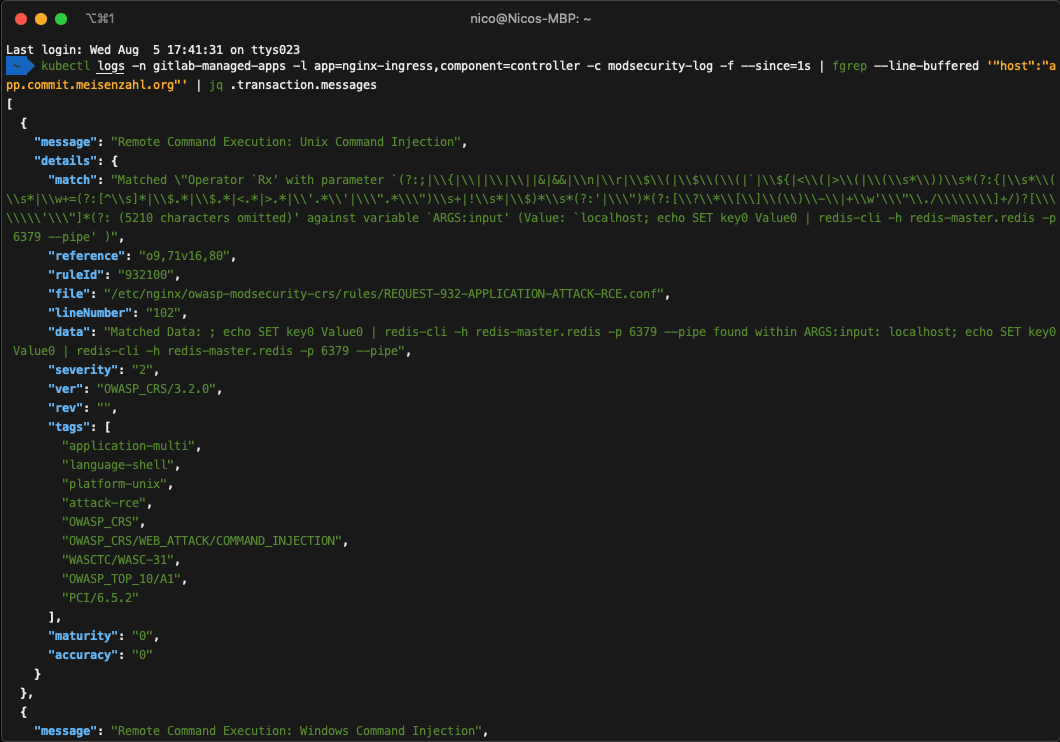 Web Application Firewall logs