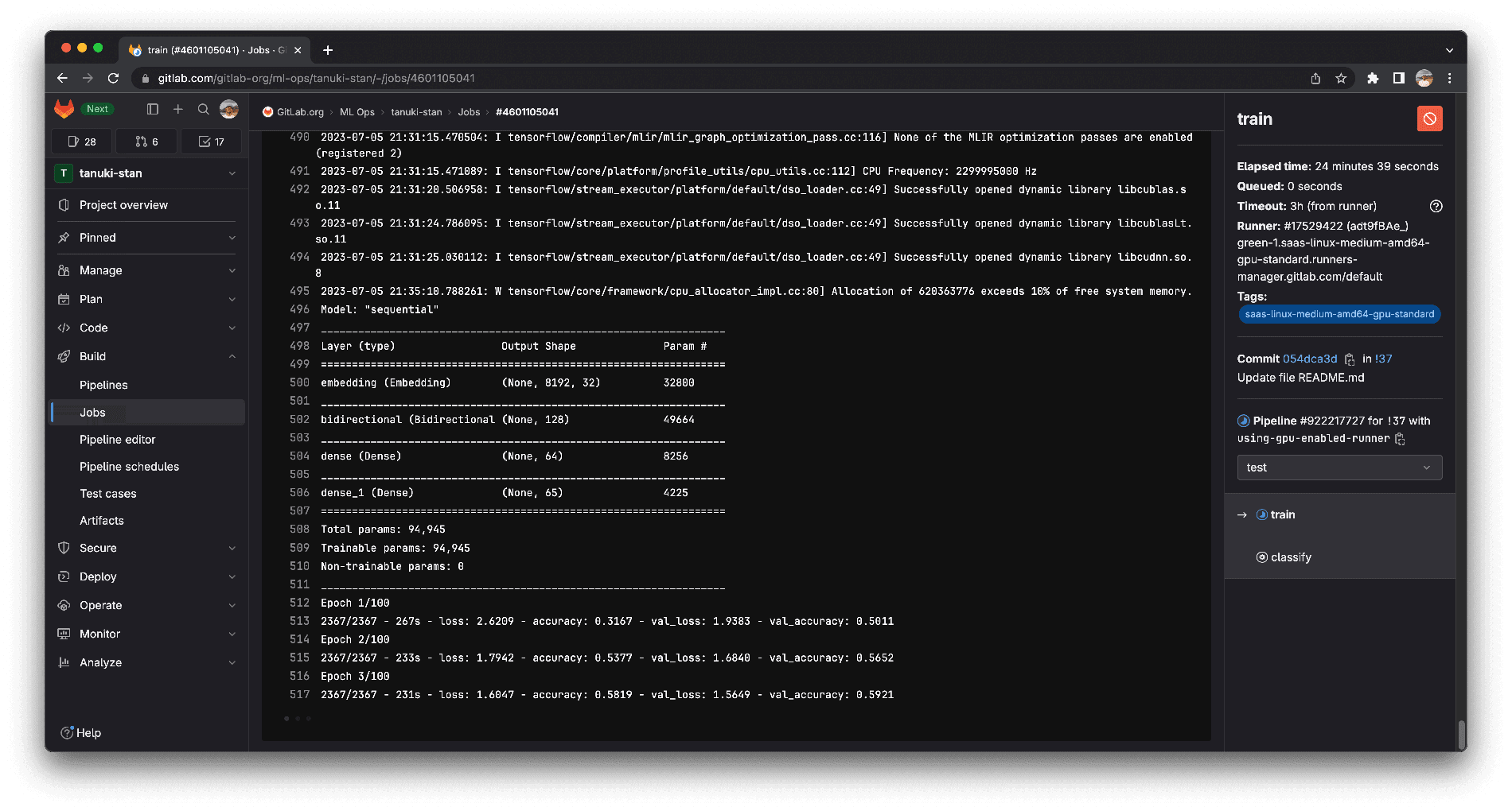 TensorFlow train