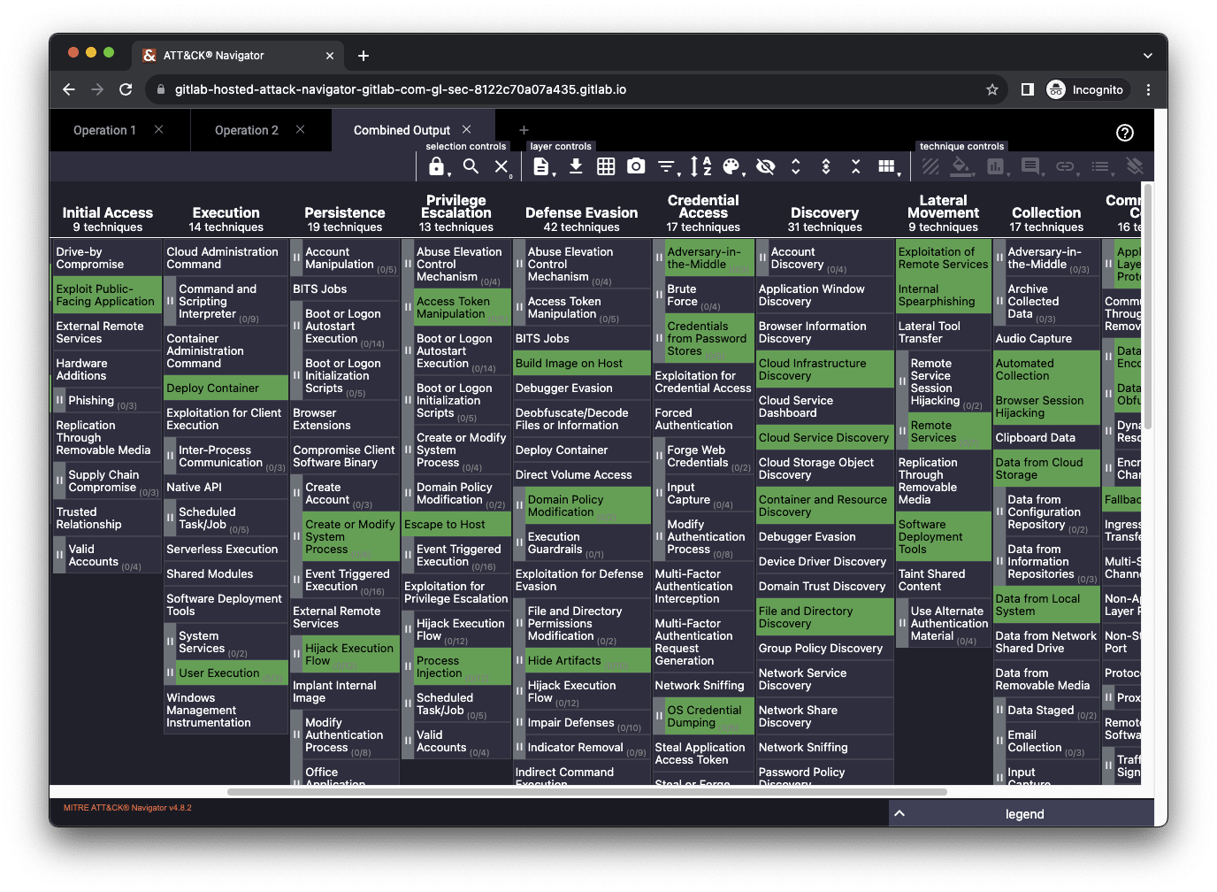 Image showing ATT&CK Navigator deployed from example project