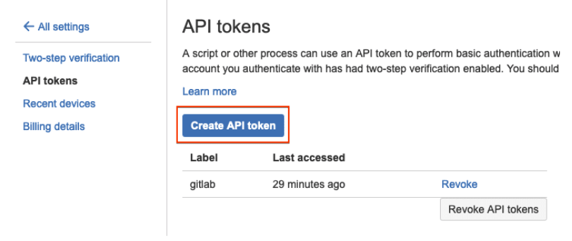 Create API Token in
Jira