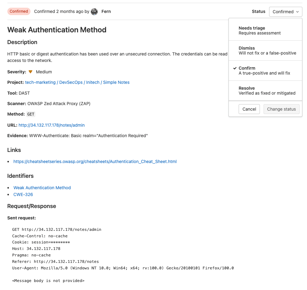 Vulnerability report