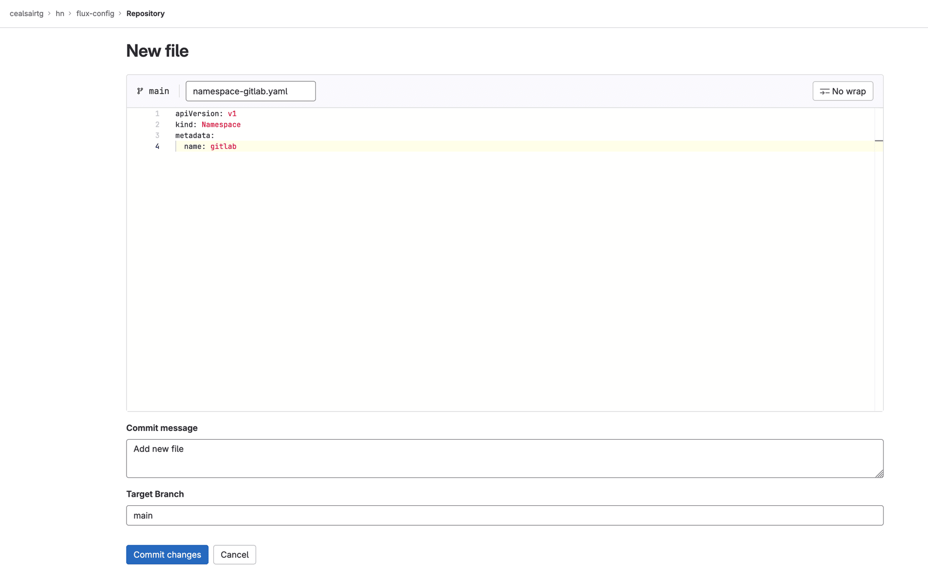 gitlab-namespace-manifest