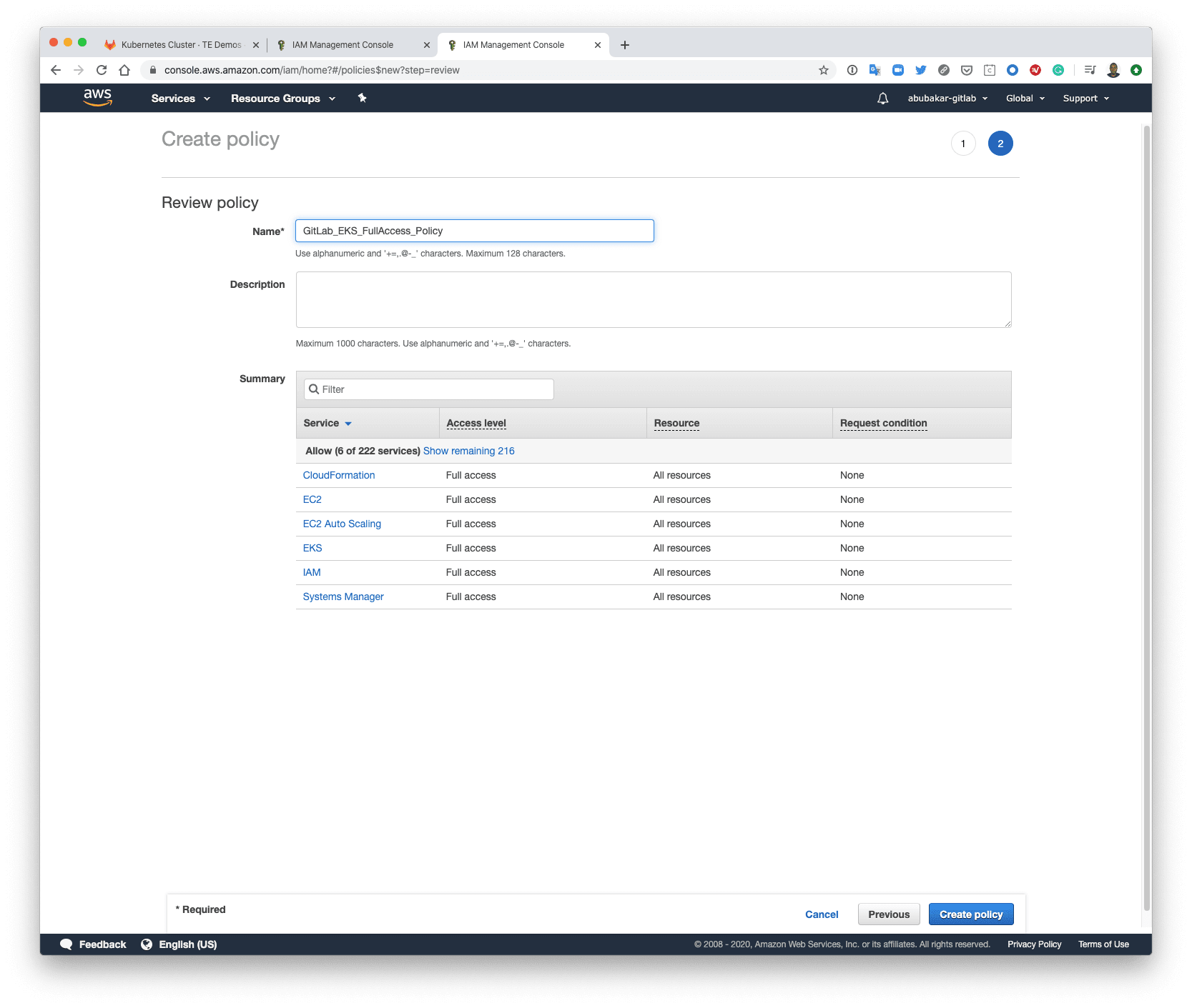 AWS Role Policy