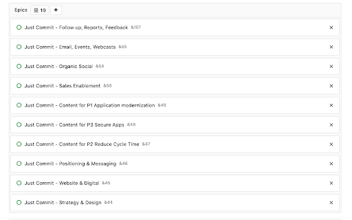 justcommit-issue list