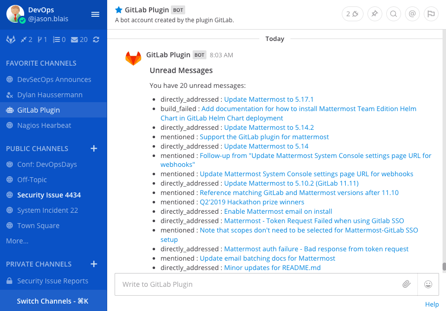 GitLab Mattermost plugin