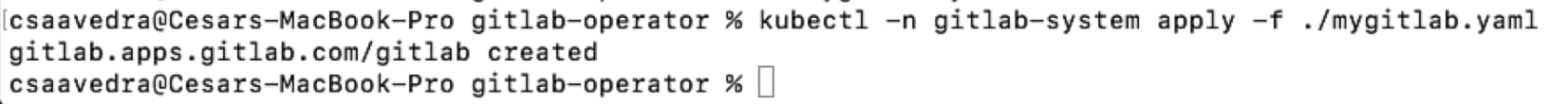 applying the custom resource to the cluster