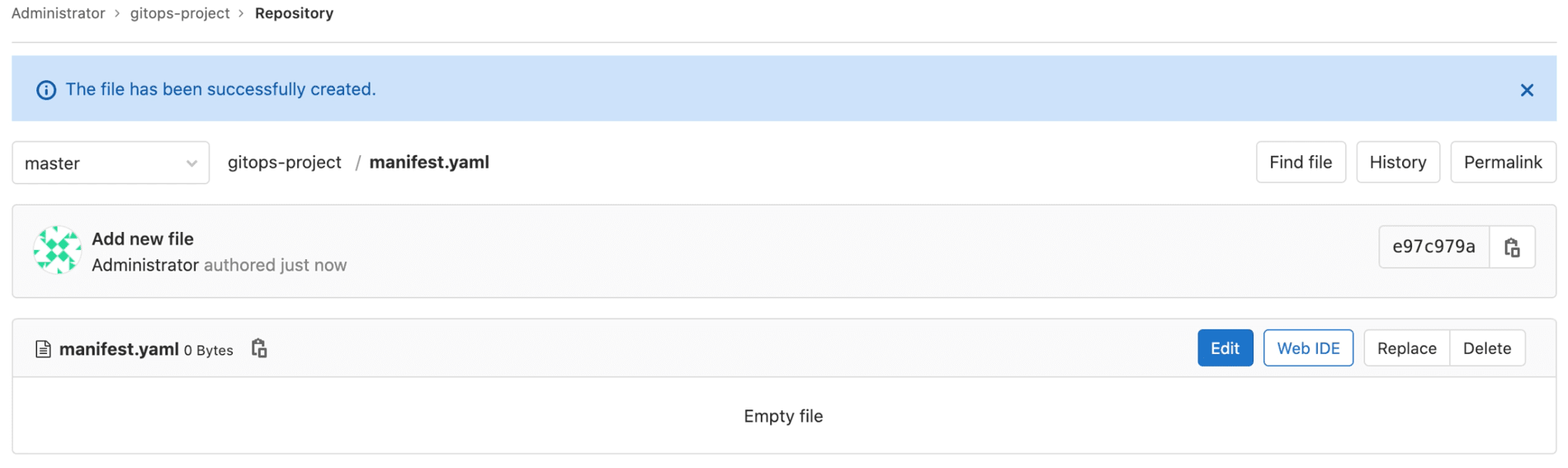 Manifest file created