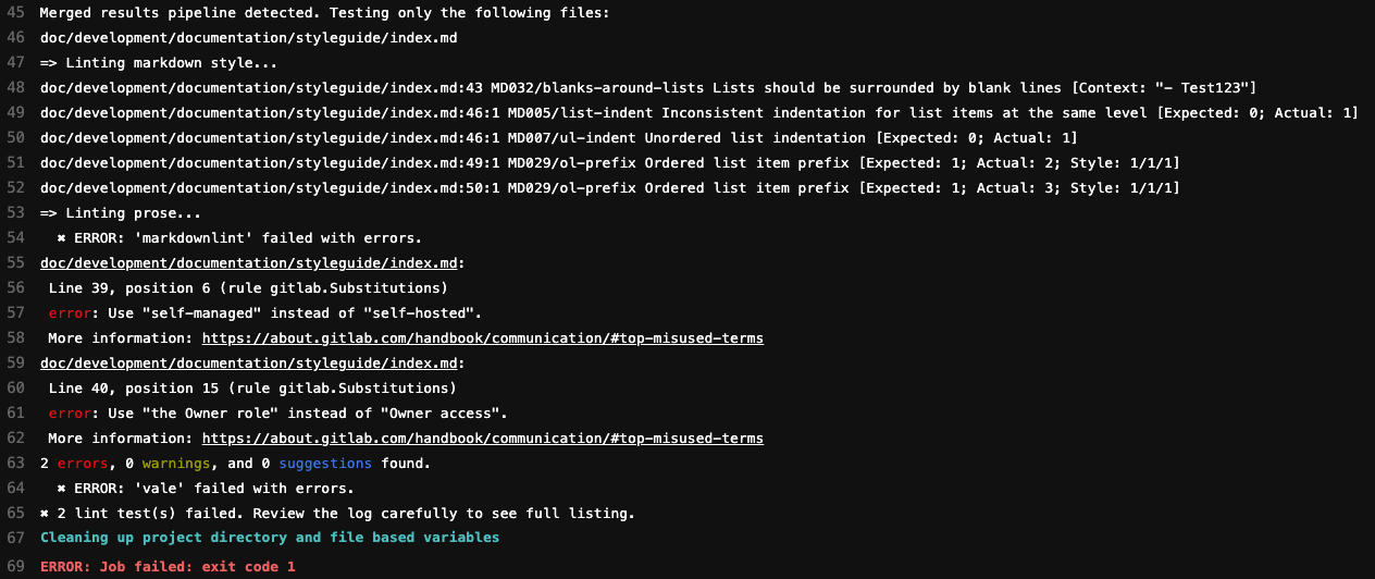Erreur Lint dans le code