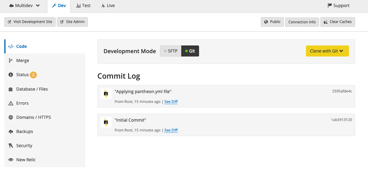 Pantheon Dashboard