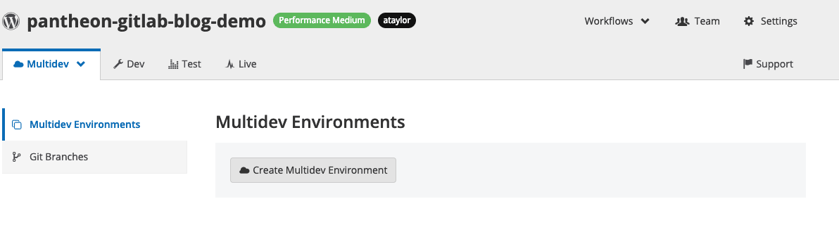 multidev branch