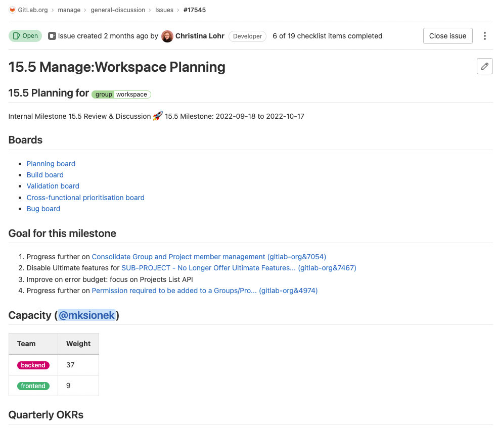 Planning de travail chez GitLab