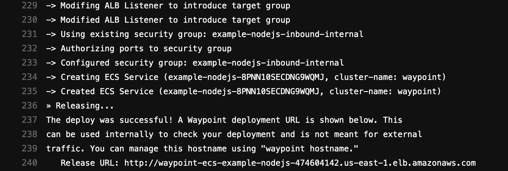 Folder structure of the Waypoint example and the page it produces