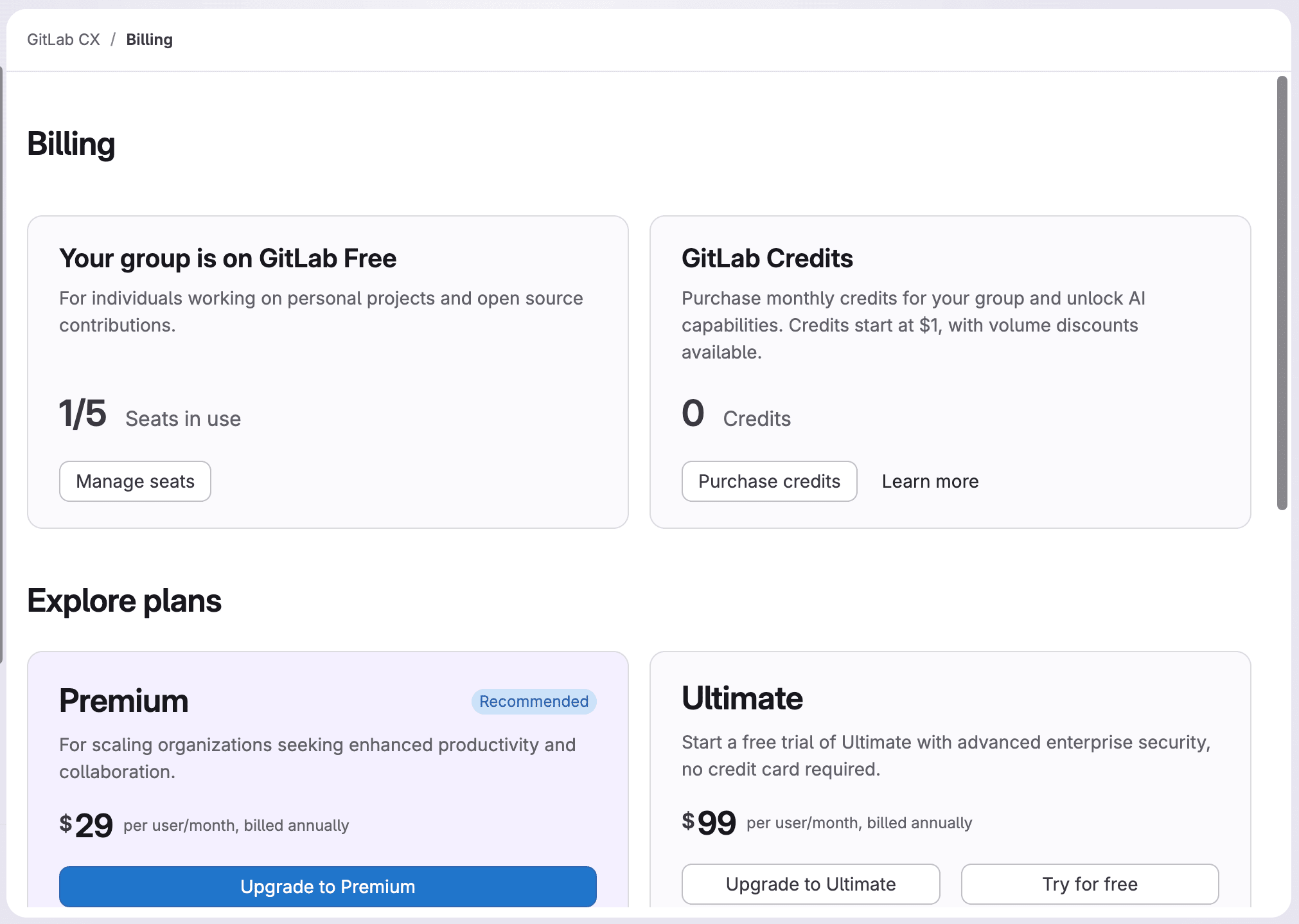 Freeでの GitLabクレジット購入(GitLab.com)