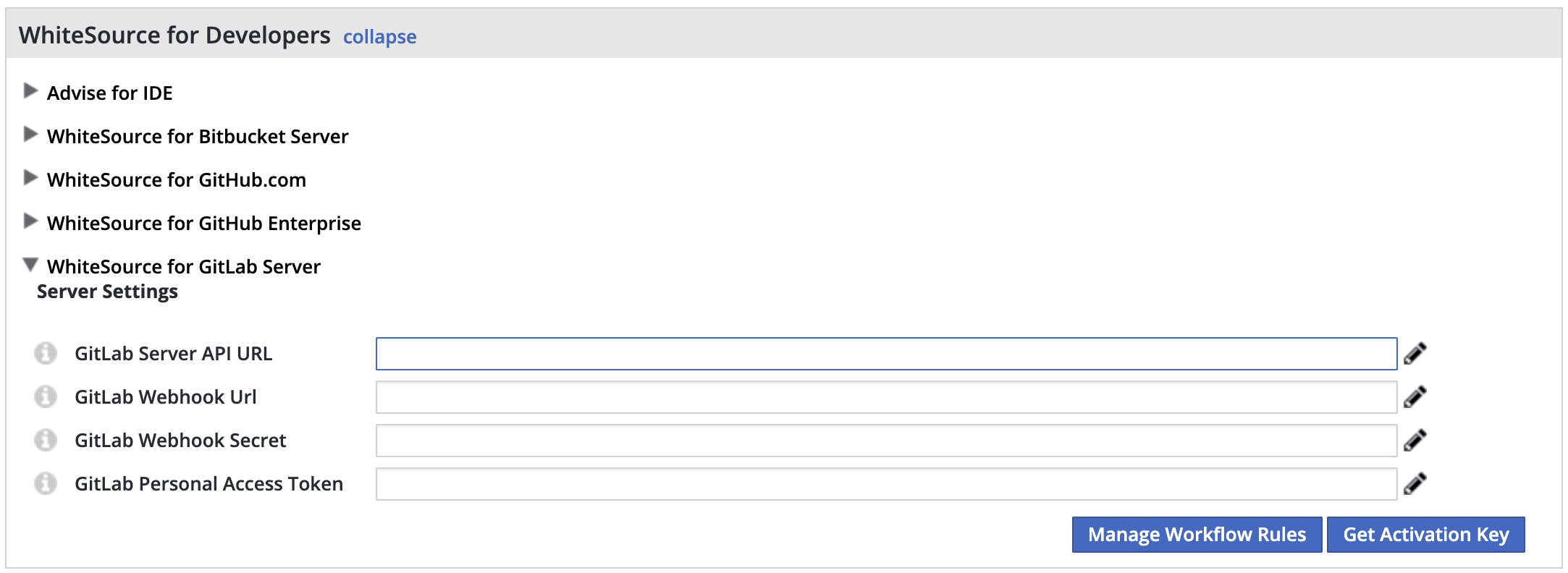 whitesource integration view