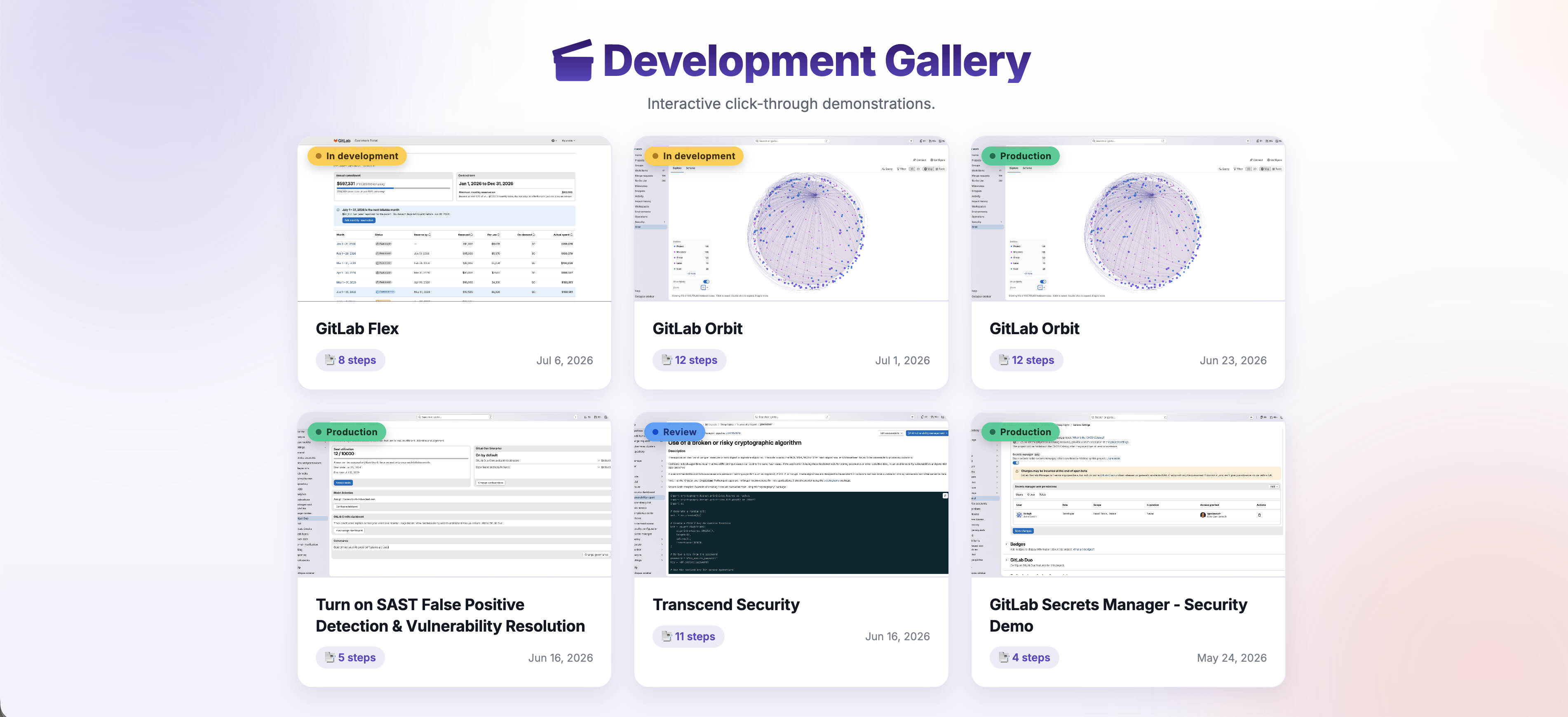 The demo gallery